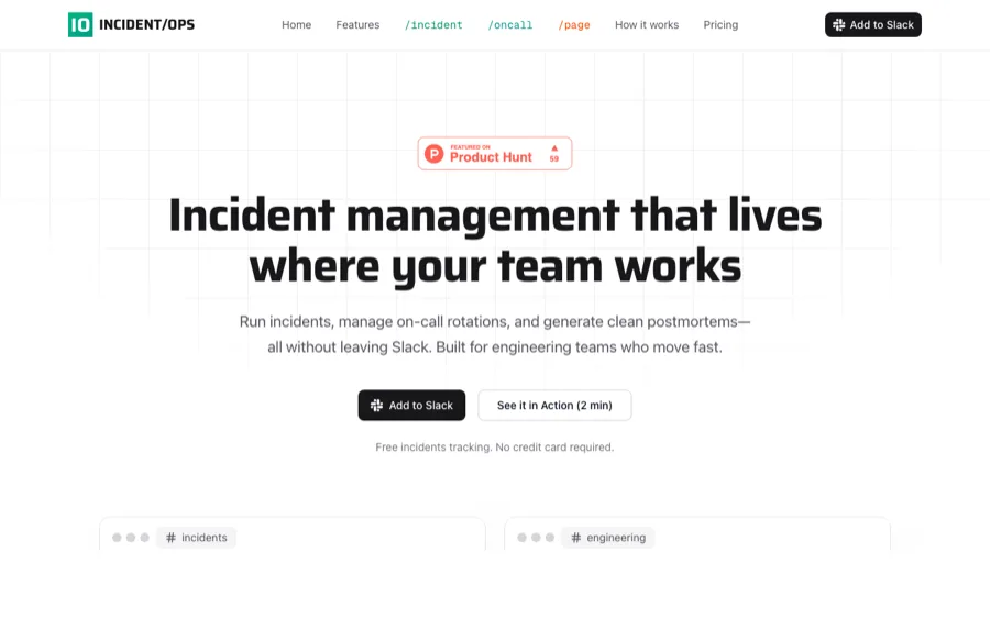 Screenshot of the Incident/Ops website