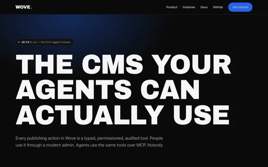 Screenshot of the Wove website